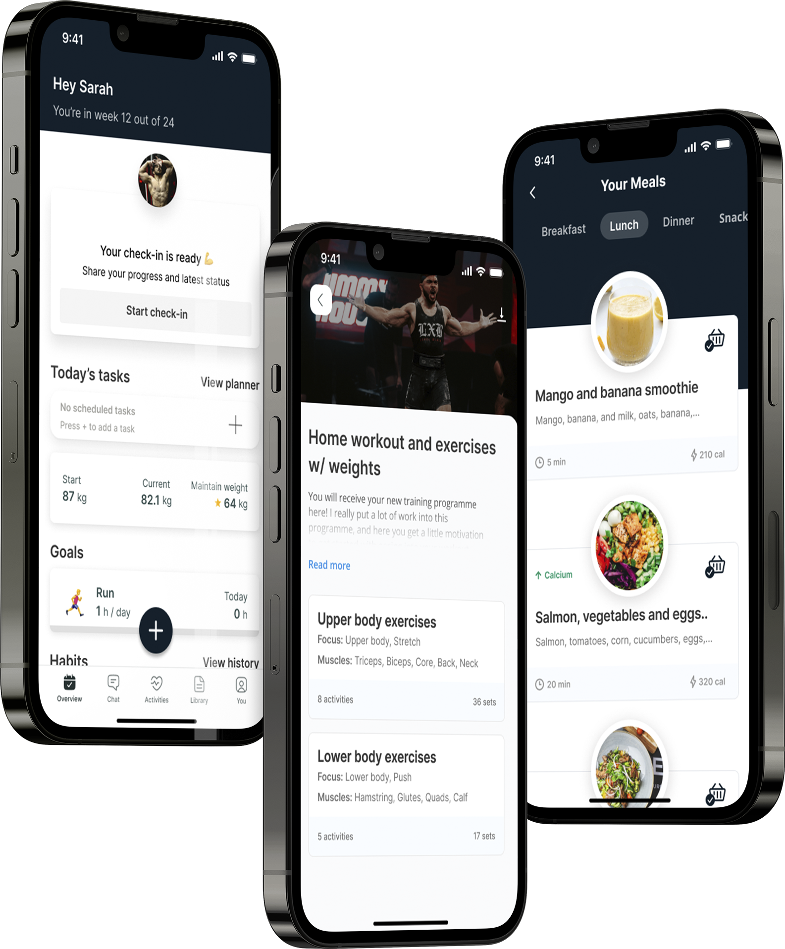 A mockup of the coaching app showcasing the features.